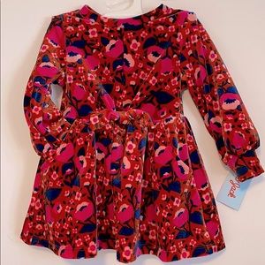 Cat & jack velvet velour poppy floral pocket dress